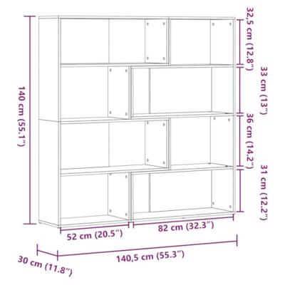 Boekenkast 4-laags hoek 85x85x140 cm bewerkt hout sonoma eiken