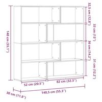 Boekenkast 4-laags hoek 85x85x140 cm bewerkt hout sonoma eiken - thumbnail