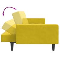 Slaapbank 2-zits met voetenbank fluweel geel - thumbnail