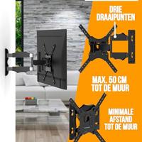 NANOOK Draaibare muurbeugel voor 32-55 inch tv's - Kantelbaar - Wandbeugel voor LCD-, LED-, QLED- en OLED-tv's - thumbnail