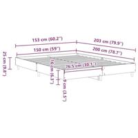 Bedframe Zwart Eiken 150 x 200 cm Bewerkt hout - thumbnail