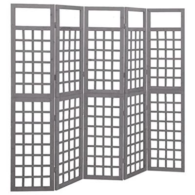 VidaXL Kamerscherm/trellis met 5 panelen 201,5x180 cm vurenhout grijs