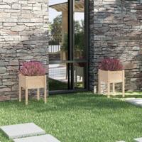 Plantenbakken 2 st 50x50x70 cm massief grenenhout - thumbnail