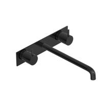 Hotbath COBBER Afbouwdeel - Wastafelmengkraan 3 gats inbouwbrug achterplaat 25CM uitloop Gepolijst Zwart PVD (CB006TEXT25PBP) - thumbnail