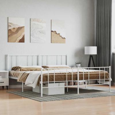 Bedframe met hoofd- en voeteneinde metaal wit 183x213 cm Bedframe met hoofd- en voeteneinde metaal wit 183x213 cm