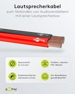 Luidsprekersnoer 2 x 2,5qmm rood/zwart - 1394554