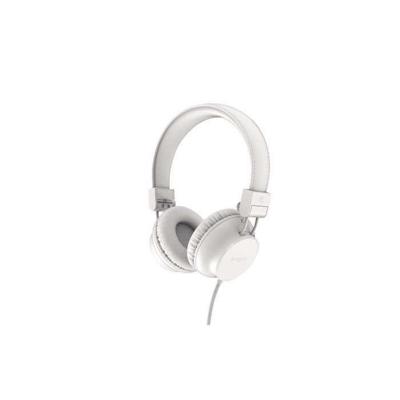RYGHT R484789 NIMA bedrade hoofdtelefoon, helder en diep stereogeluid, opvouwbaar en licht, geïntegreerde microfoon, gevoerde oordopjes, 1,2 meter kabel, wit