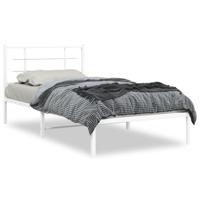 Bedframe met hoofdbord metaal wit 107x203 cm - thumbnail