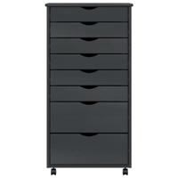 Ladekast MOSS verrijdbaar massief grenenhout grijs - thumbnail