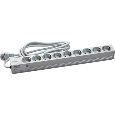 Schneider Electric NSYAPU19S9 19 inch Stekkerdoos voor patchkast 1 HE Geaarde contactdoos Aluminium