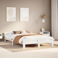 Bedframe zonder matras massief grenenhout wit 140x190 cm - thumbnail