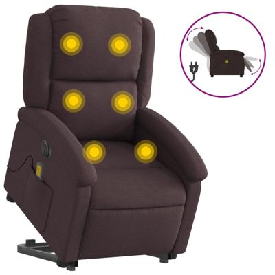 Sta-op-massagestoel elektrisch verstelbaar stof donkerbruin - thumbnail