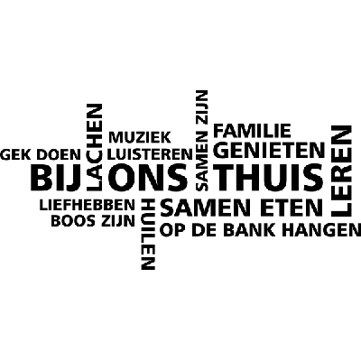 Bij ons thuis, woord cloud - Muursticker