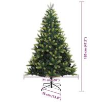VidaXL Kunstkerstboom met scharnier 150 leds groen 120 cm pvc en pe - thumbnail