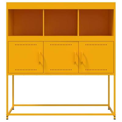 Dressoir 100,5x39x107 cm staal mosterdgeel