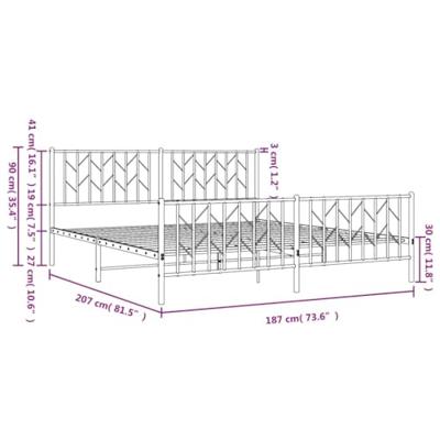 Bedframe met hoofd- en voeteneindemetaal wit 180x200 cm - thumbnail