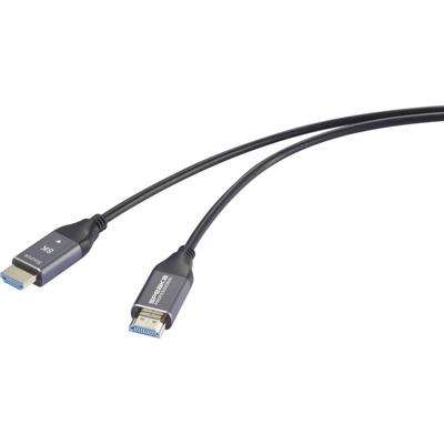 SpeaKa Professional SP-12842676 HDMI-kabel HDMI / Glasvezel Aansluitkabel HDMI-A-stekker, HDMI-A-stekker 50 m Zwart 8K UHD, Active Optical Cable (AOC)