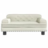 Kinderbank 70x45x30 cm fluweel crèmekleurig - thumbnail