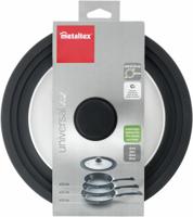 Metaltex pannendeksel 20-24 cm glas/silicone/zwart - thumbnail