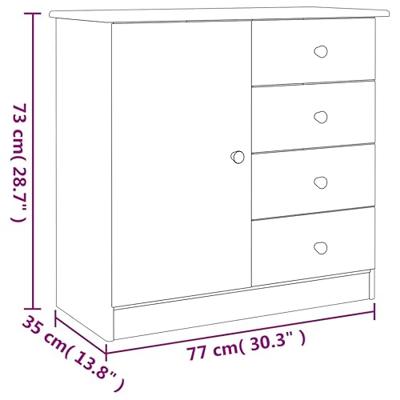 Dressoir ALTA 77x35x73 cm massief grenenhout wit