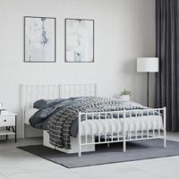 Bedframe met hoofd- en voeteneindemetaal wit 135x190 cm - thumbnail