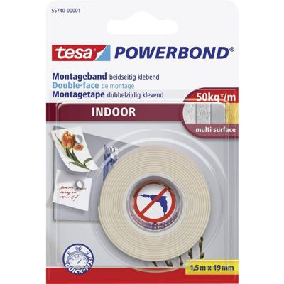 tesa INDOOR 55740-00001-02 Montagetape tesa Powerbond Wit (l x b) 1.5 m x 19 mm 1 stuk(s)