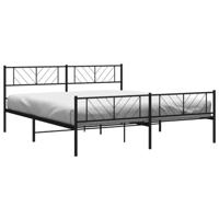 Bedframe met hoofd- en voeteneinde metaal zwart 193x203 cm - thumbnail