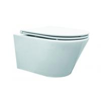 Hangtoilet Wiesbaden Vesta Rimless Diepspoel Wit (incl Flatline Zitting) - thumbnail