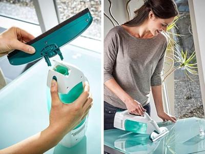 Leifheit 51016 Dry & Clean Raamzuiger met Steel + Smalle Zuigmond en Inwasser