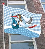 Geboorte Jongen Raamvlag Ooievaar 60x90cm - thumbnail