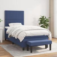 Boxspring met matras stof blauw 90x190 cm - thumbnail