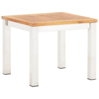 VidaXL Tuinbijzettafel 45x45x38 cm massief acaciahout roestvrij staal