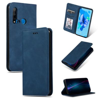 Retro huid voelen Business magnetische horizontale Flip lederen case voor Huawei P20 Lite 2019/Nova 5i (marineblauw)