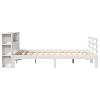 Bed met boekenkast zonder matras grenenhout wit 140x200 cm