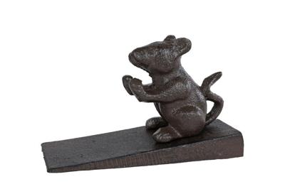 Deurstopper "Mouse" antiek zwart metaal 13,8x5,5x8,5cm
