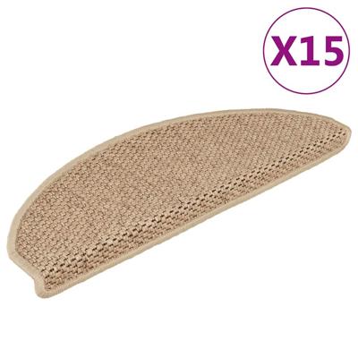Trapmatten zelfklevend 15 st sisal-look 65x21x4 cm zandkleurig