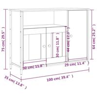 Dressoir 100x35x75 cm bewerkt hout gerookt eikenkleurig - thumbnail