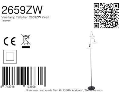 Steinhauer Moderne leeslampTallerken 3-lichts zwart met wit - 2659ZW