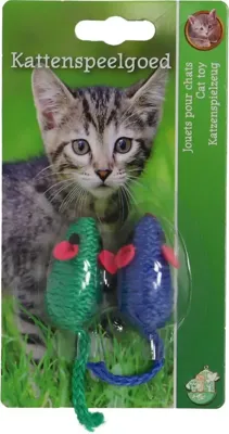 Boon kattenspeelgoed touwmuis 4 centimeters kaart a 2 stuks
