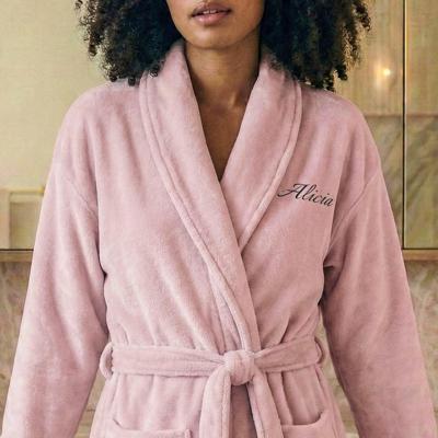 Dames badjas borduren - Roze - L/XL