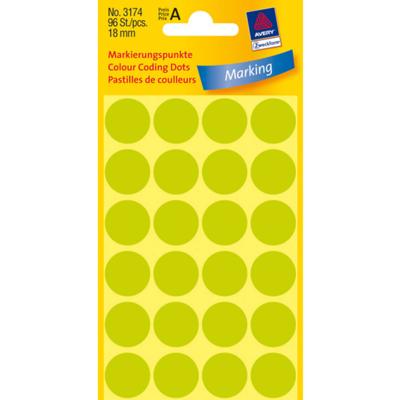 Avery-Zweckform 3174 Etiketten voor markeringspunten Ø 18 mm Felgroen 96 stuk(s) Permanent hechtend Papier