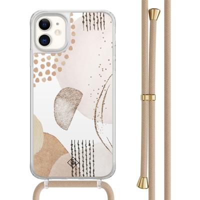 iPhone 11 hoesje met beige koord - Abstract shapes