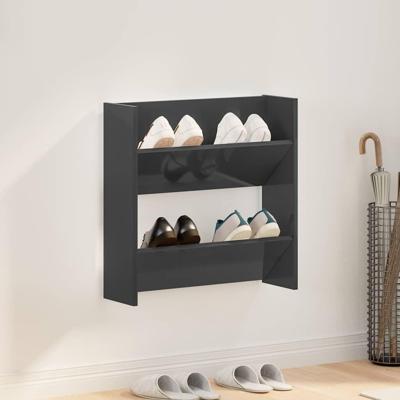 VidaXL Wandschoenenkast 60x18x60 cm bewerkt hout hoogglans grijs
