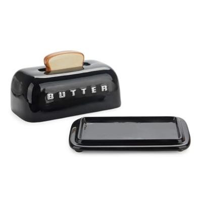 Butter tray Toasty black with lid ceramic Butter tray Toasty black with lid ceramic