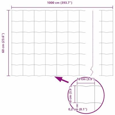 VidaXL Euro hek grijs 0,6 x 10 m pvc-gecoat ijzer VidaXL Euro hek grijs 0,6 x 10 m pvc-gecoat ijzer