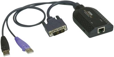 ATEN KVM Adapter [2x USB-A 2.0 stekker, DVI-D-stekker - 1x RJ45-bus] 0.20 m Zwart