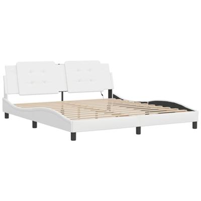 Bedframe met LED zonder matras "Zadar" kunstleer wit 180x200 cm - thumbnail