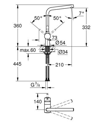 Keukenmengkraan GROHE Minta L-Uitloop Warm Sunset Geborsteld Keukenmengkraan GROHE Minta L-Uitloop Warm Sunset Geborsteld