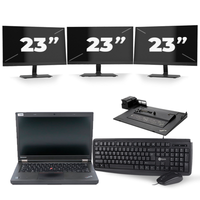 Lenovo ThinkPad T440p - Intel Core i5-4e Generatie - 14 inch - 8GB RAM - 256GB SSD - Windows 11 + 3x 23 inch Monitor Lenovo ThinkPad T440p - Intel Core i5-4e Generatie - 14 inch - 8GB RAM - 256GB SSD - Windows 11 + 3x 23 inch Monitor