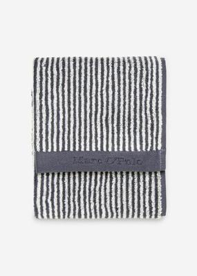 Marc O'Polo Marc O'Polo Timeless Tone Stripe Gastendoek Marine/Silver 30x50